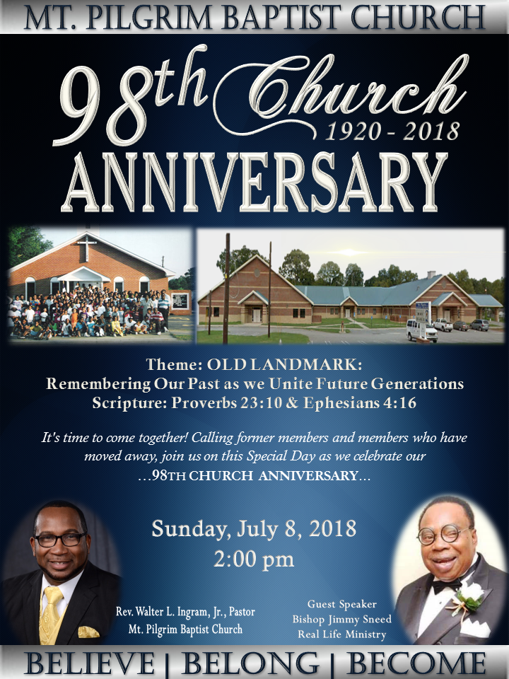 98th Church Anniversary – Mount pilgrim Baptist Church